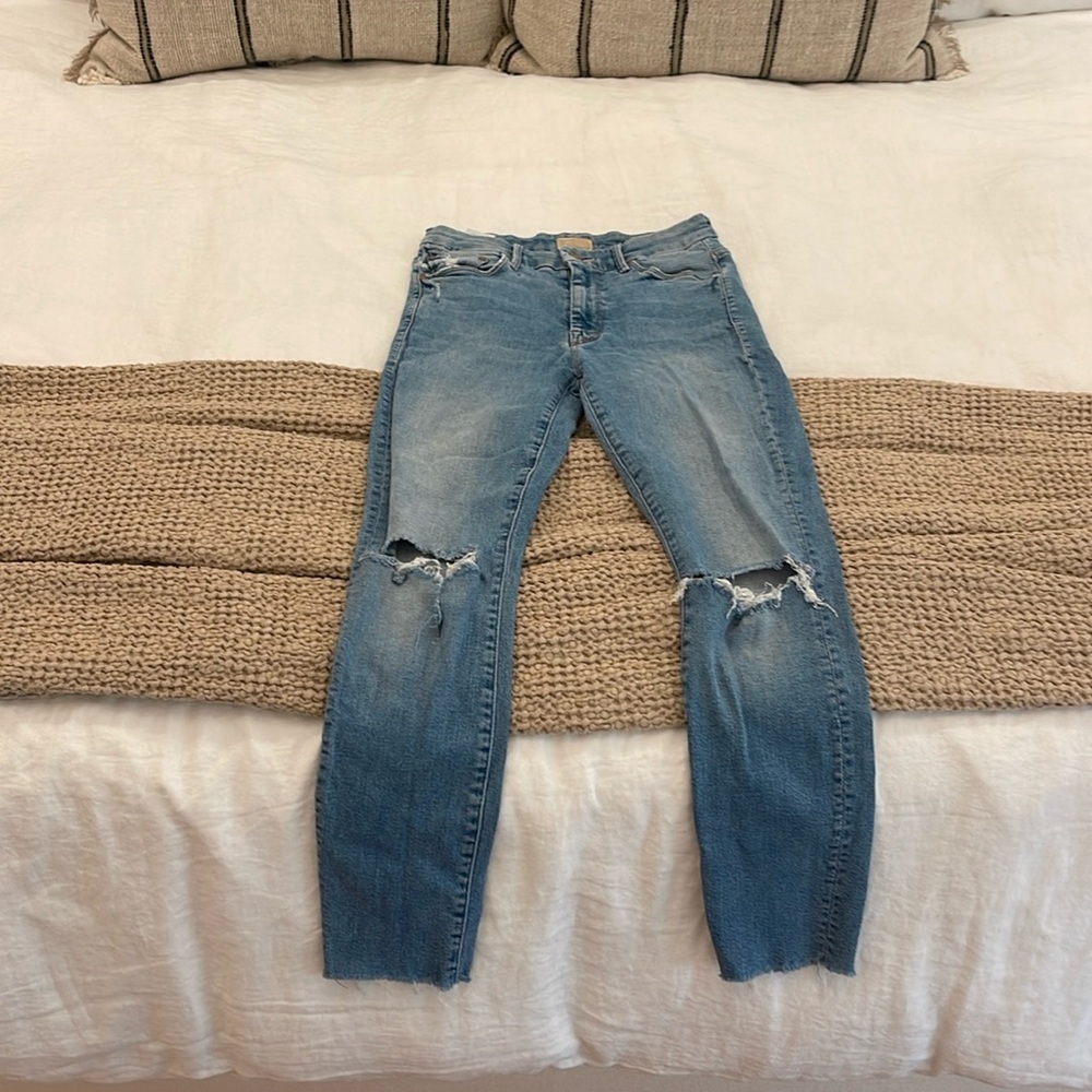 Mother High Waisted Looker Ankle Fray